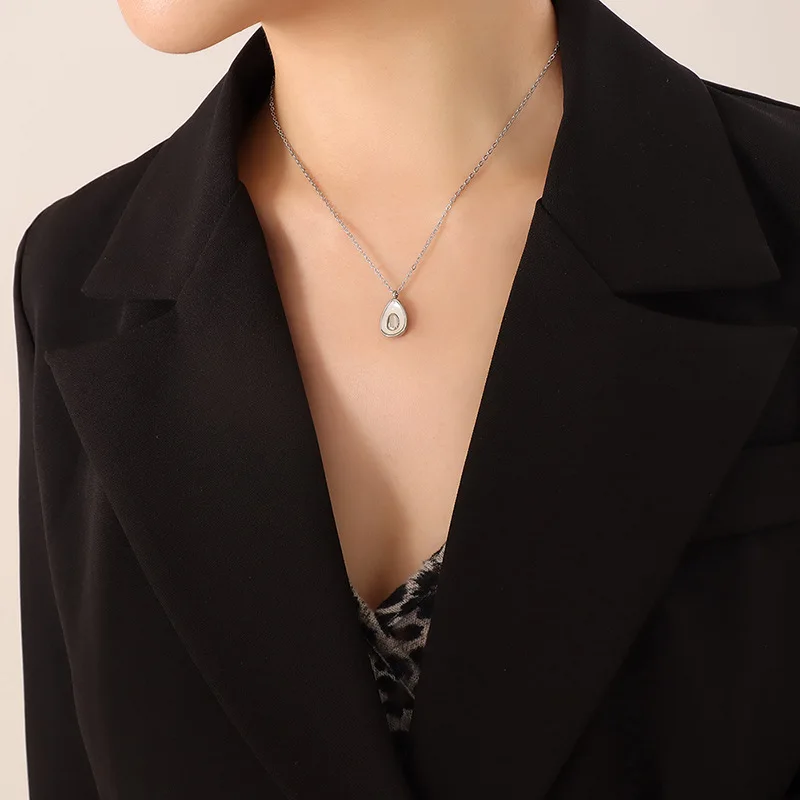 2023 New Necklace Earrings Avocado Droplet Jewelry Set 316L Stainless Steel Fashion Simple Accessories For Women
