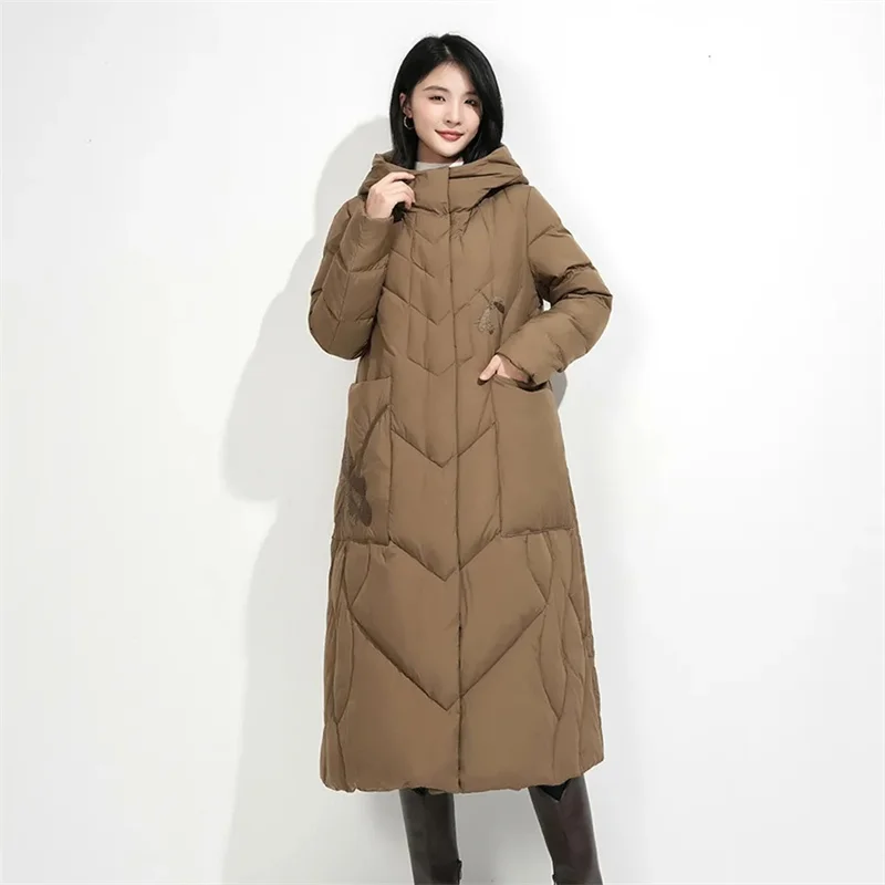 Feminino longo sobre o joelho thiened para baixo algodão jaet pão sle solto ajuste inverno nova sle versão coreana casaco outerwear
