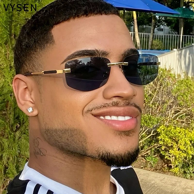 

Retro Rimless Square Sunglasses Men 2026 Luxury Brand Vintage Polygon Gold Metal Frameless Geometric Sun Glasses Shades Eyewear