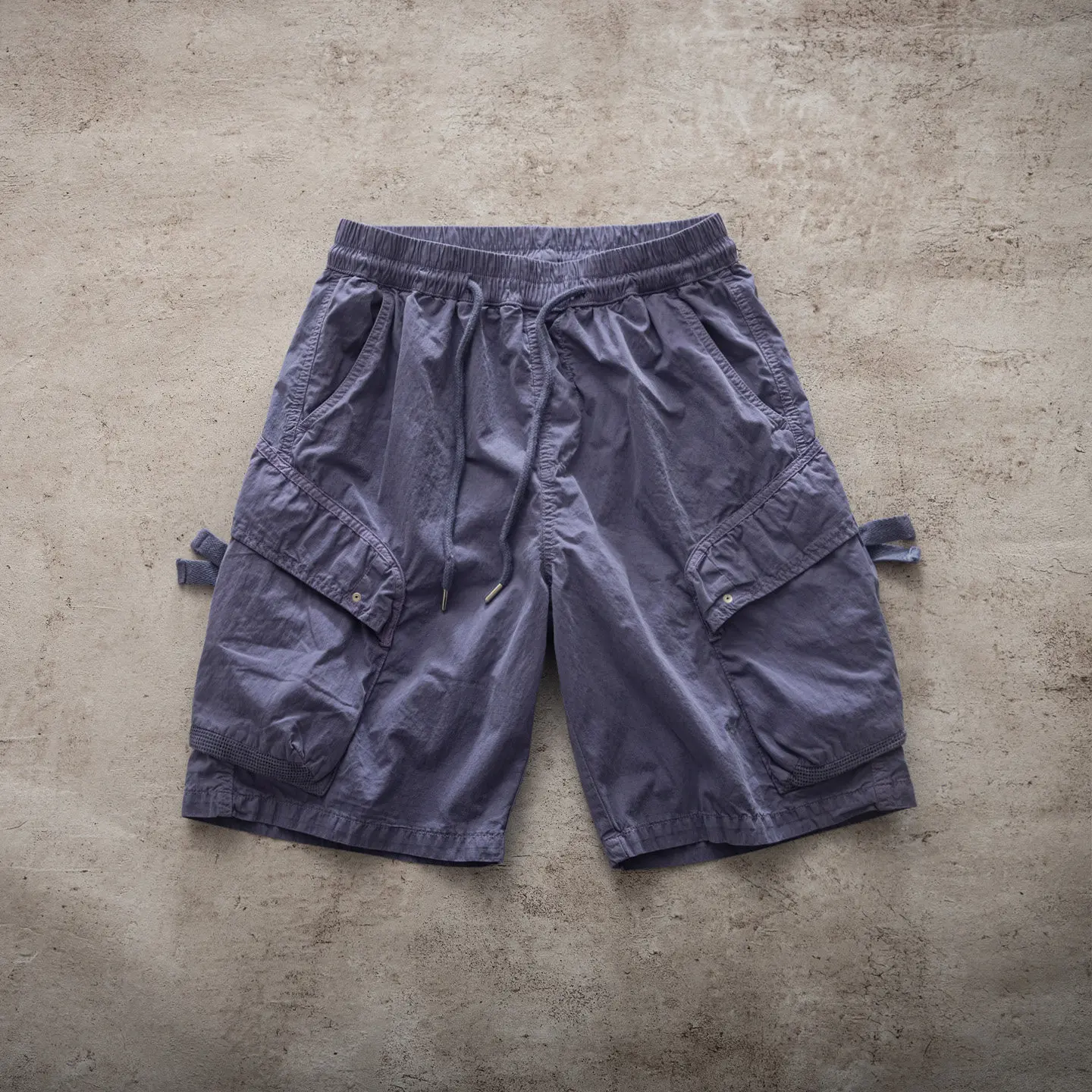2026 Summer New American Retro Elastic Waist Straight Cargo Shorts Men's Fashion Loose Multi-pocket Casual 5-point Pants