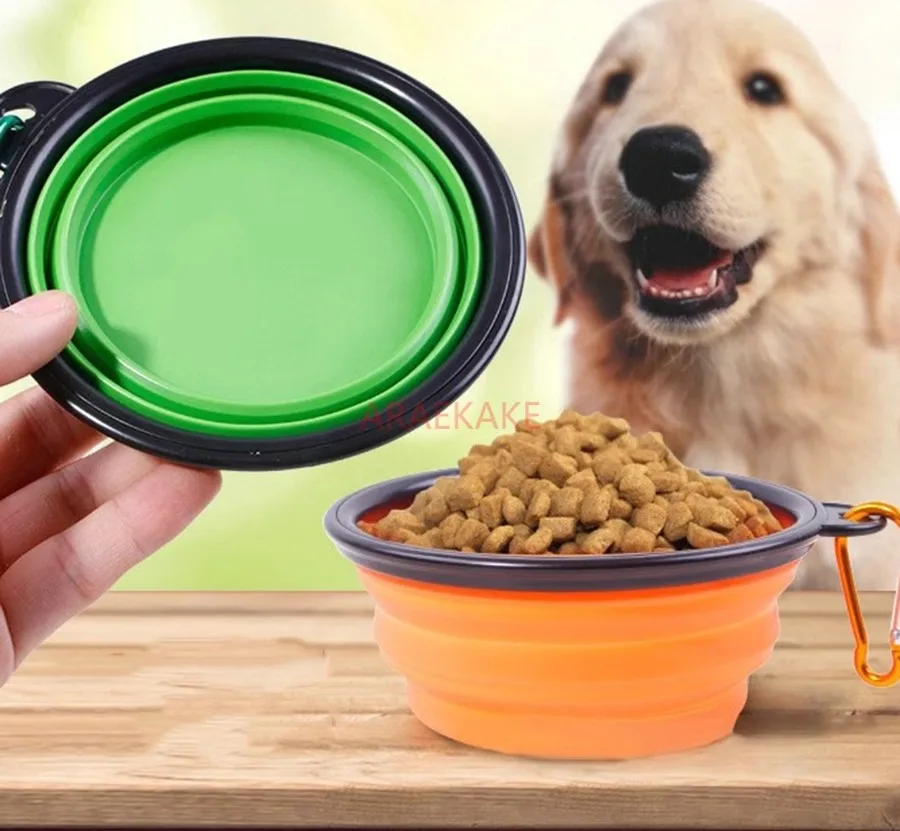 1pcs Dogs Feed Folding Bowl Portable Puppy Water Container with Carabiner Folding Cats Bowl Pets Accessories Bowl