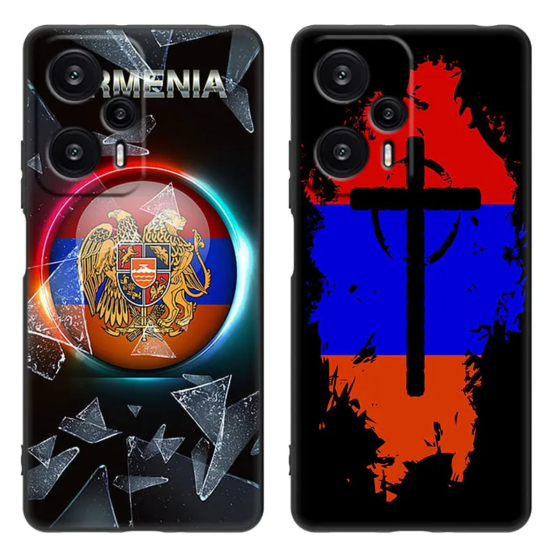 Armenia Armenians Flag Cartoon Cover Black Phone Case For Xiaomi Mi POCO X6 Pro 5G F5 M6 X5 X4 Pro X3 NFC M5 M4 M3 F2 Pro F4 GT