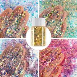 10g Mermaid Glitter DIY Chrome Powder Holographic Mixed Hexagon Shape Chunky Nail Glitter for Gel Polish Epoxy Resin Accessories