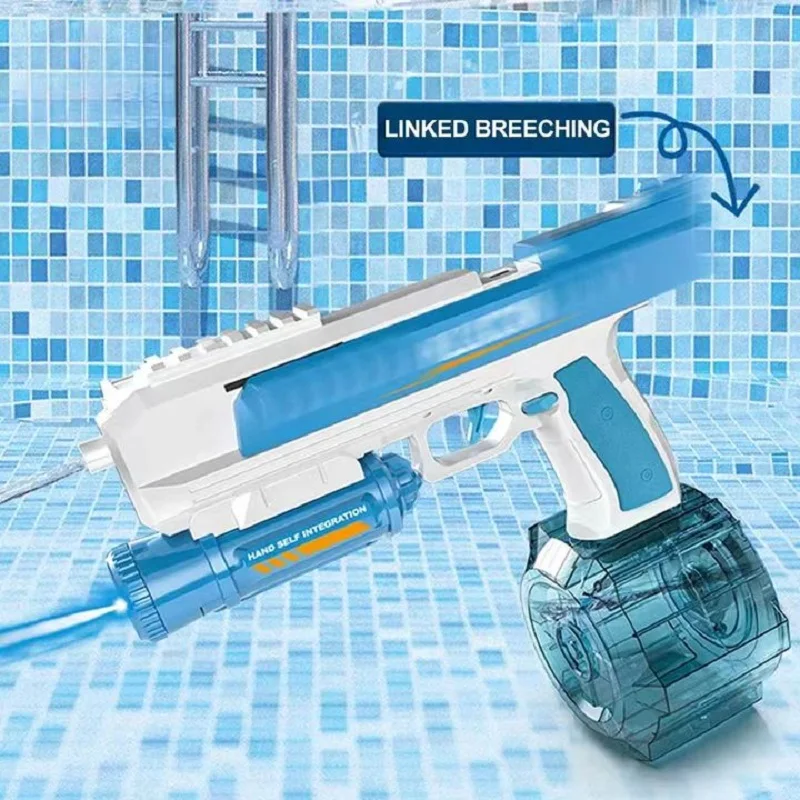 Pistolet à eau automatique avec laser LED, odorà eau de grande capacité, bl84de pulvérisation, pistolets de tir, piscine d'été, jouets d'extérieur pour enfants et adultes