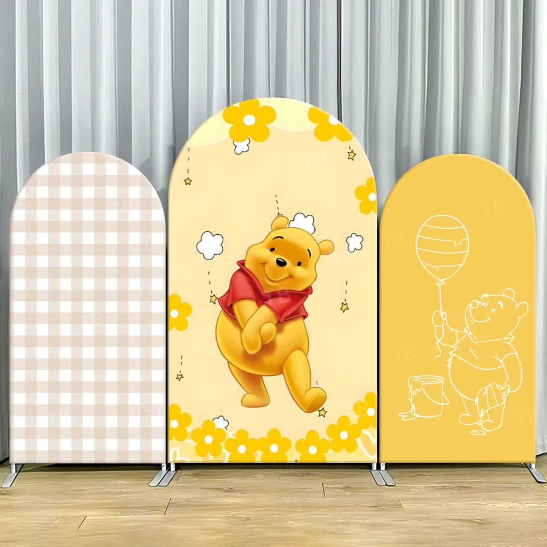 

TB Disney Winnie The Pooh Theme Arch Backdrop Cover for Kids Birthday Party Decor Photograph Background Wall Baby Shower Props