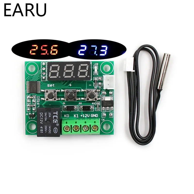 W1209 LED Digital Thermostat Temperature Control Thermometer Thermo Controller Switch Module DC 12V Waterproof NTC Sensor