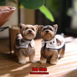 In Stock JXK229 High 6.5cm Scale Mini Static Simulation Yorkshire Terrier Pet Dog Dollhouse Decor For 12inch Action Figure Toys