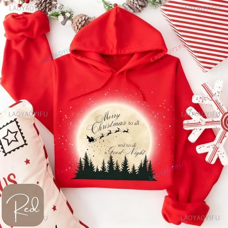 سانتا صورة ظلية القمر عيد الميلاد البلوز الكلاسيكية الرجعية نمط الحنين المدرسة القديمة نمط المرأة البلوز البلوز عيد الميلاد هوديس #2