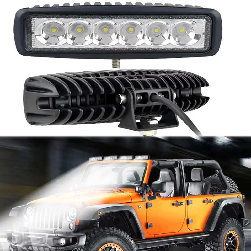 

1pcs 18w 6 LED Car Work Light DRL Spotlight High Bright Waterproof Auto Offroad SUV Truck Headlights Driving Lamp 12V 24V 6000K