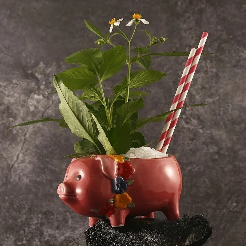 460ml Red Pig Ceramics Cocktail Glass TIKI Mugs American Bar Drink Cup High Capacity Porcelain Beer Steins Smoothie Beverage Can