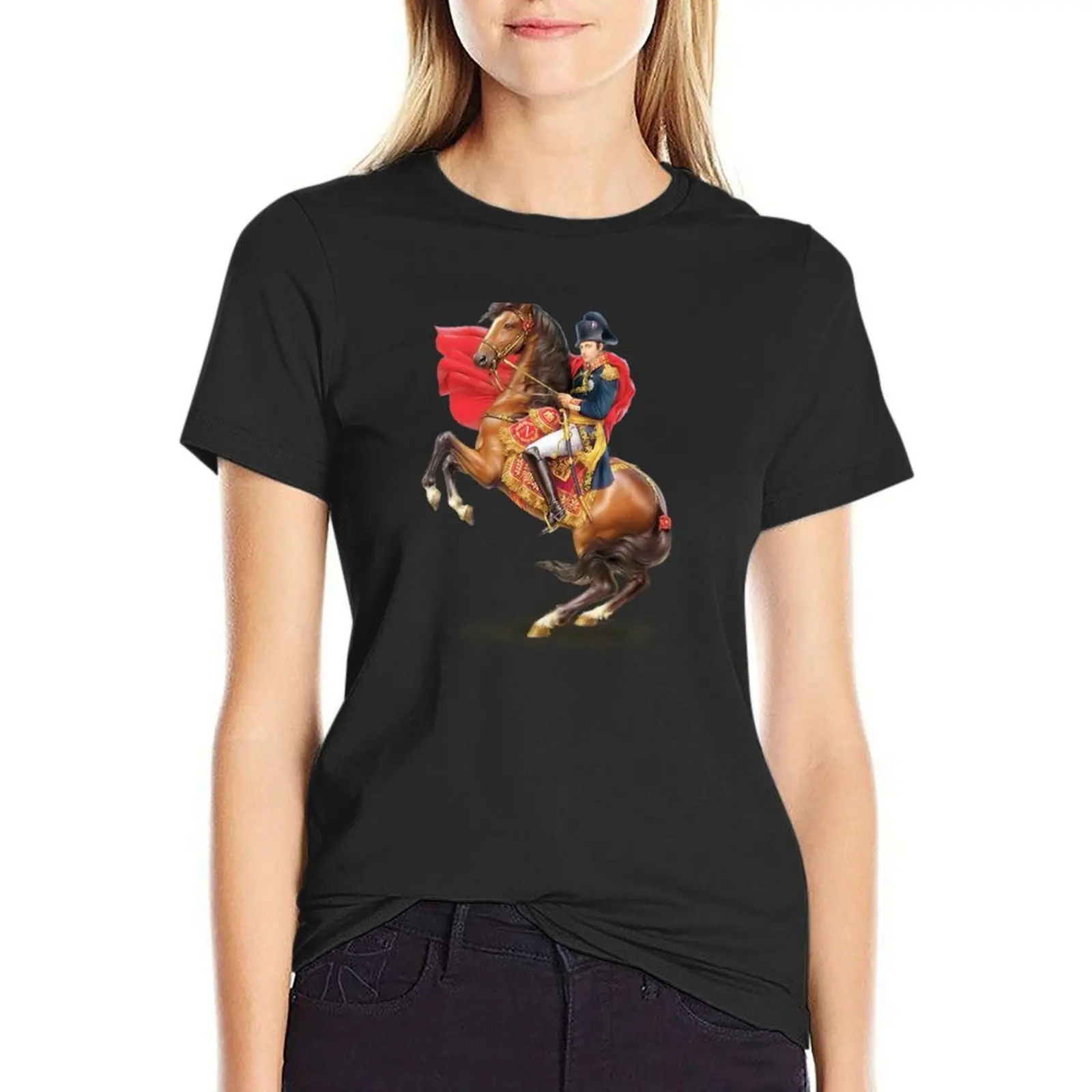 Napoleon Bonaparte auf Pferd T-Shirt Sport fans maßge schneiderte T-Shirt Kleid für Frauen Grafik