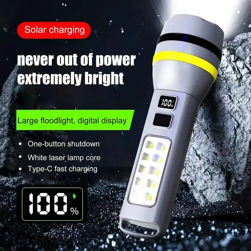 

Solar Flashlights For Emergencies Waterproof USB Solar Power Flashlight Three-Speed Adjustment Lamp Compact Outdoor Tools For