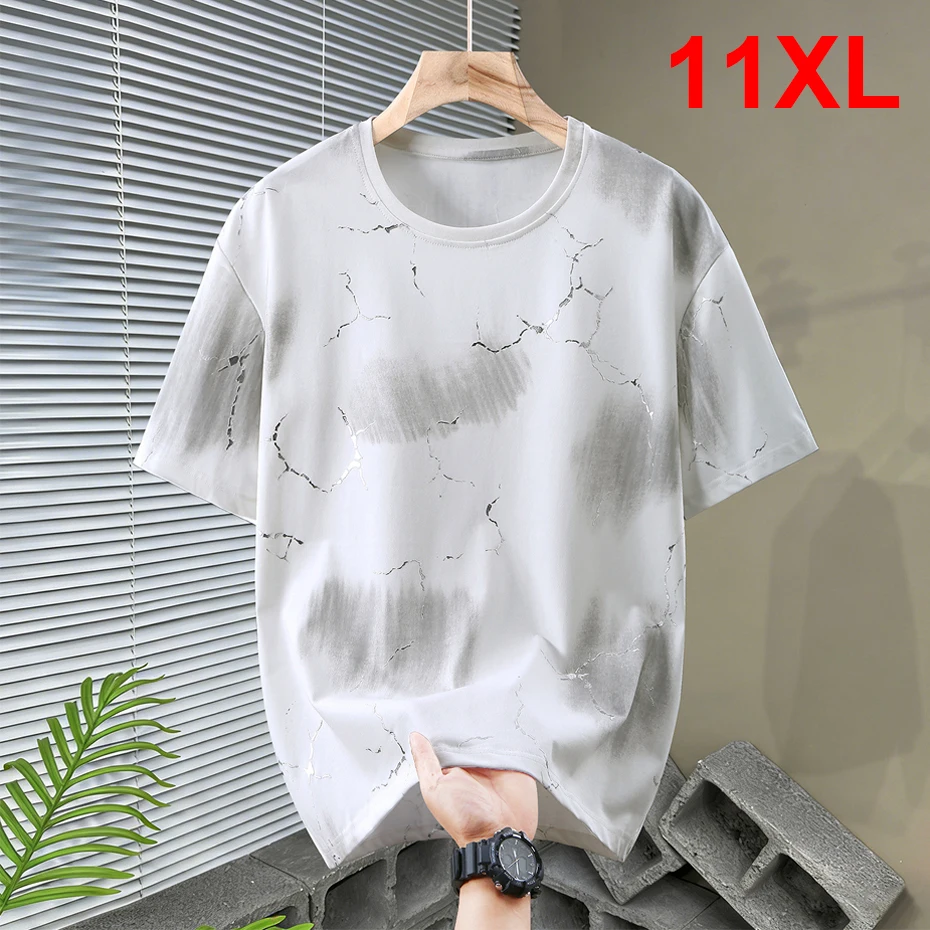 11XL 10XL Plus Size T-shirt Men Summer Short Sleeve Tops Tees Fashion Casual Rupture Design T Shirts Male Big Size 11XL