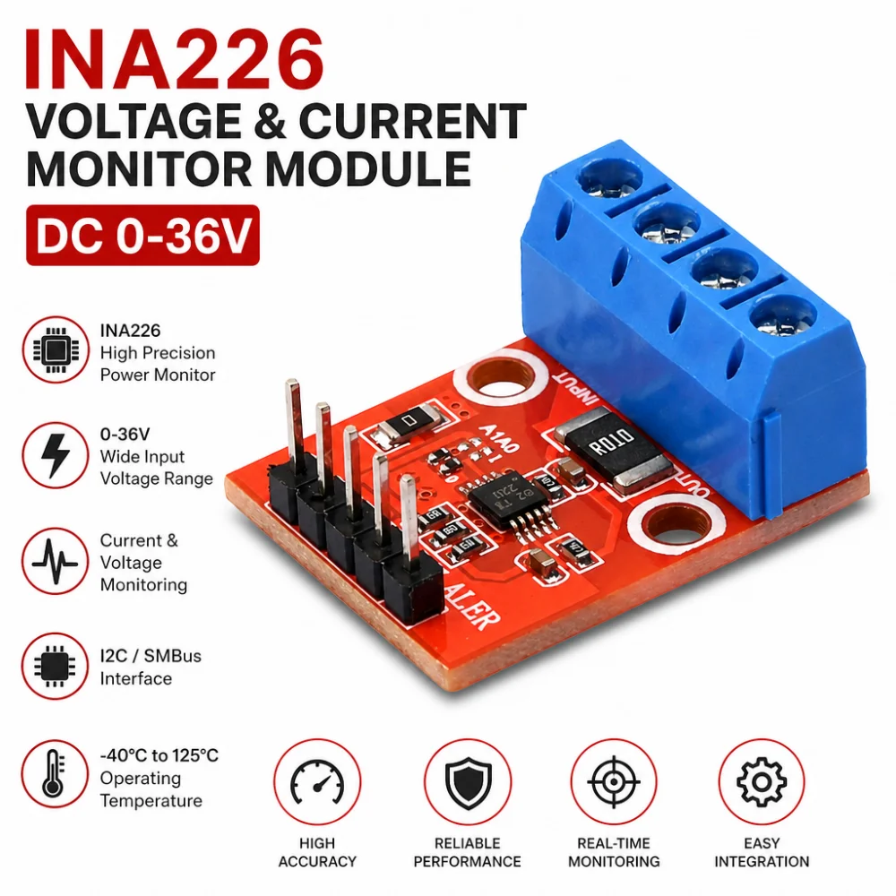 INA226 Voltage and Current Module DC 0-36V Current and Voltage Monitoring Sensor Module I2C Interface