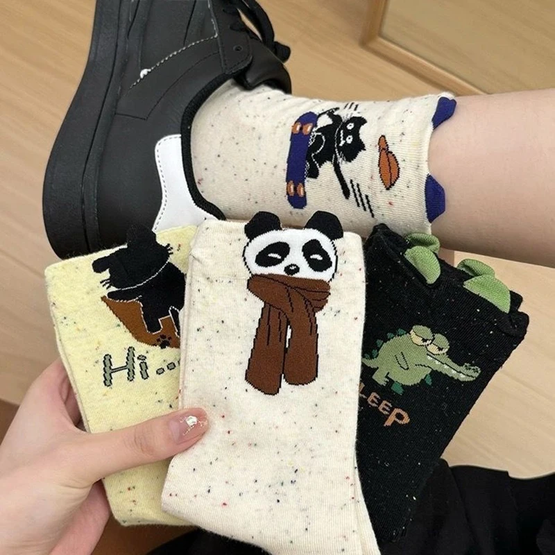 

Women's spring summer socks cute funny college socks cartoon ideas for women mid tube socks Panda cat small animal wholesale