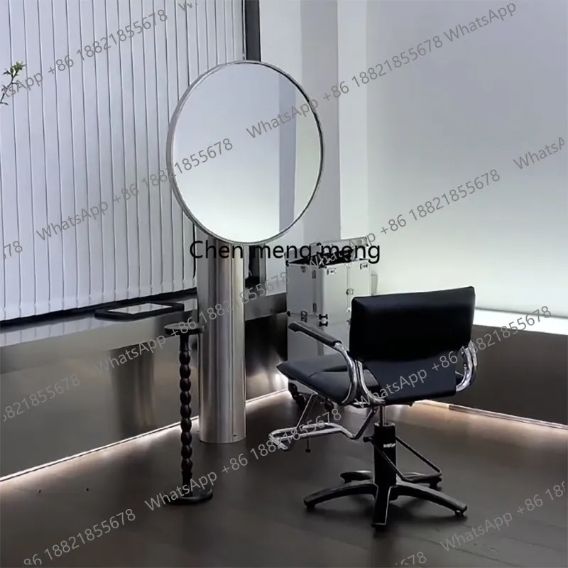 Stainless steel new high-end hairdressing mirror table perm and dyeing area barber shop hair cutting mirror