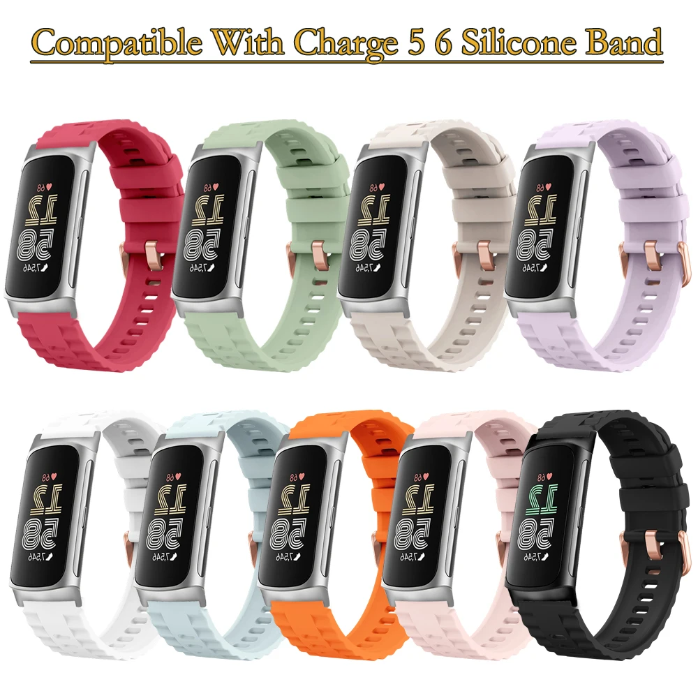 استبدال الفرقة ل Fitbit Charge 5 6 الفرقة سيليكون تنفس الفرقة ل Fitbit Charge 5 6 ساعة ذكية ارتفع الذهب مشبك شريط للرسغ