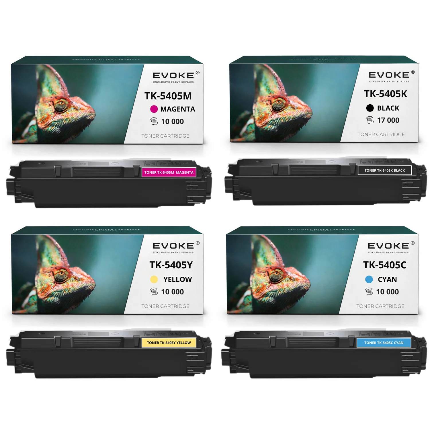 Evoke Compatibele Toner voor Kyocera Tk-5405 Tk5405 4X Cmyk: Zwart, Cyaan, Magenta, Geel 47000 Pagina's Taskalfa Ma3500Ci