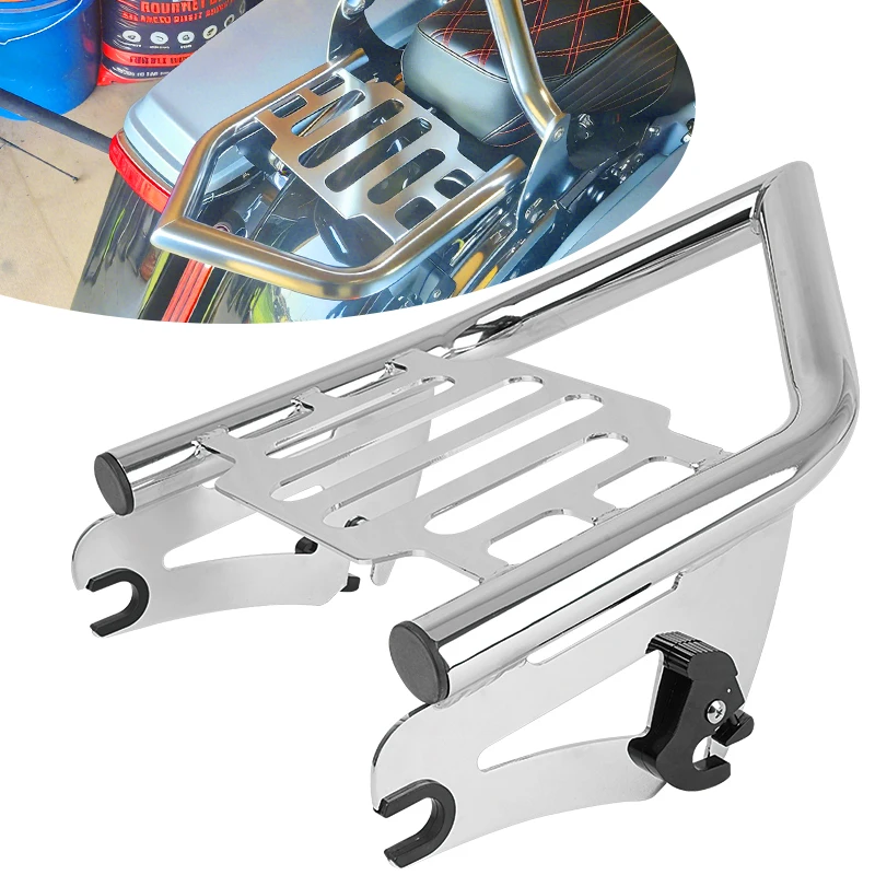 

Комплект хромированных задних ручек-поручней и кронштейнов для багажника мотоциклов Harley Touring Street Glide Road King Road Glide 2009-2024