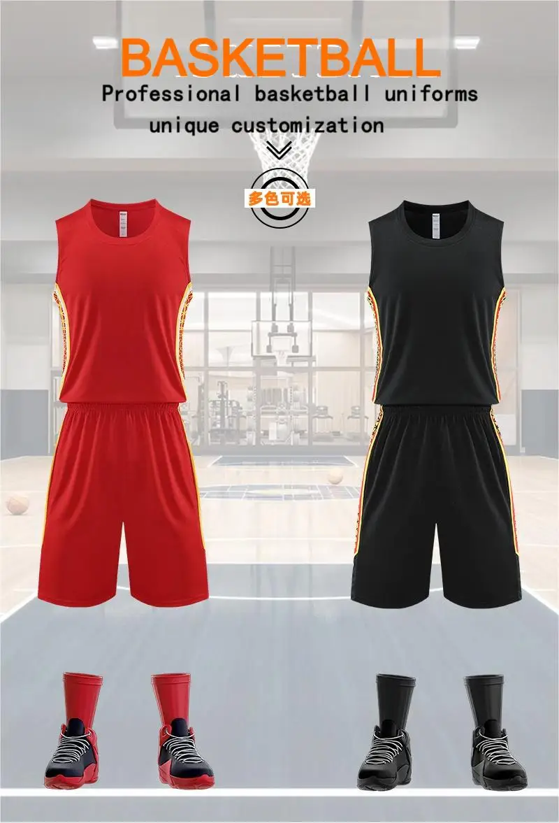 Unisex Double-pocket Basketball Jersey Set Quick-dry Breathable Suitable For Adults Children Training