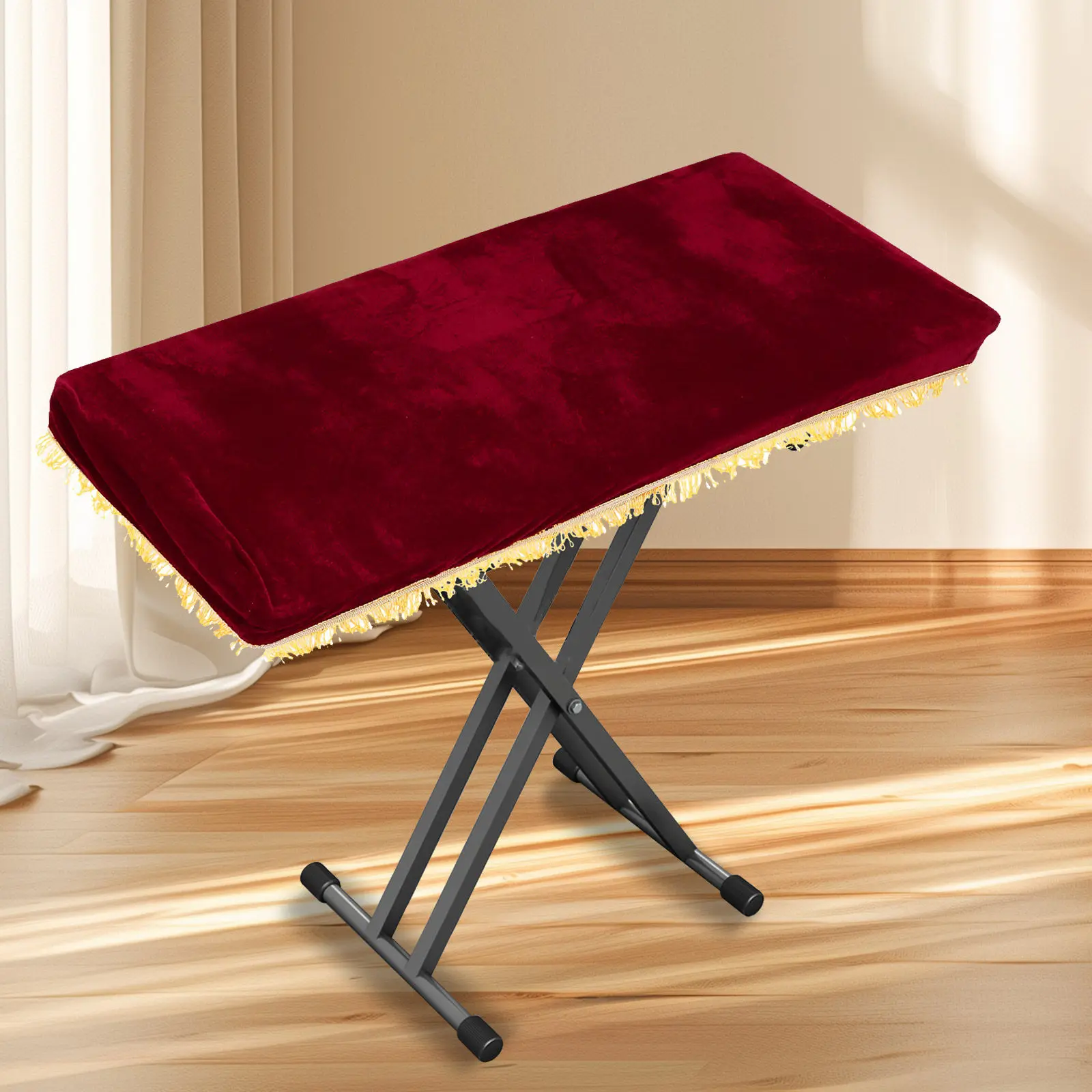 61 Key Electronic Piano Dust Cover Cloth Durable Water Resistant Easy Clean Adjustable Drawstring Fit Keyboard Cover Wine Red