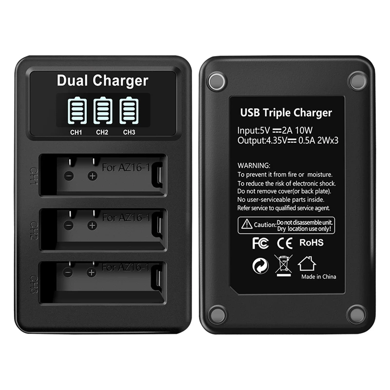 شواحن USB AZ16-1 ملحقات الكاميرا AZ16-2 شاحن كاميرا LCD USB لشاومي Yi II yi 4k 4k + Xiaoyi Yi Lite YI 360 VR Action