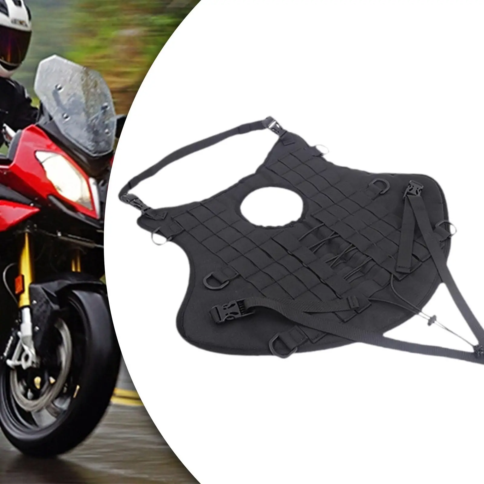 Bolsa genérica para tanque de combustível de motocicleta, base de montagem, à prova d'água, resistente, preta, acessório para bolsa traseira, alforje, assento