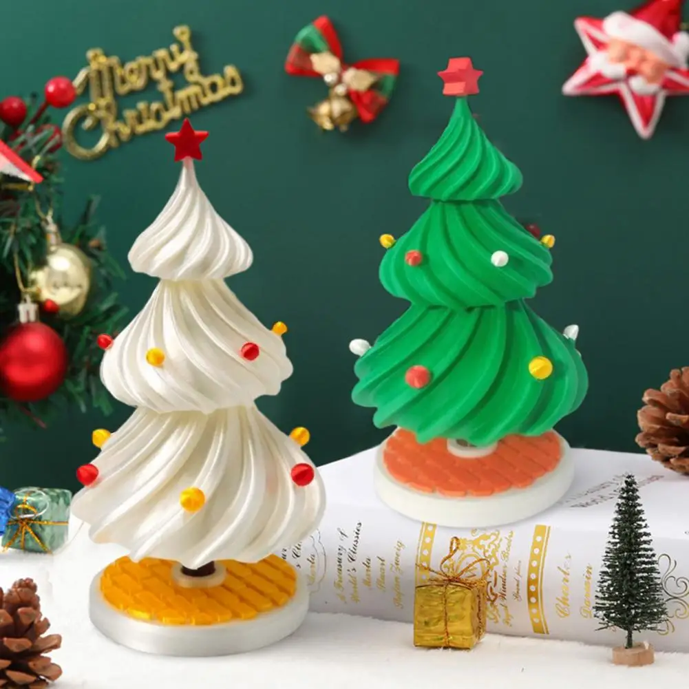 Dancing Christmas Tree 3D Printed Swaying Tree Ornament Interactive 3-Tier Rotatable Christmas Tree for Home Tabletop Decor