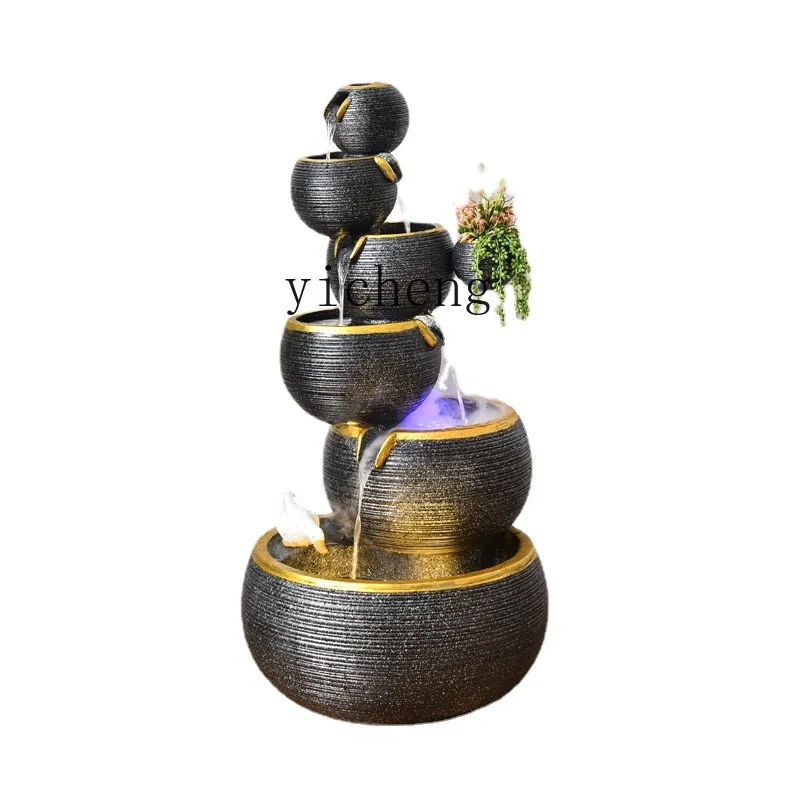 

ZC Creative Nordic Minimalist Flowing Water Ornaments Living Room Modern Home Humidification Ornament
