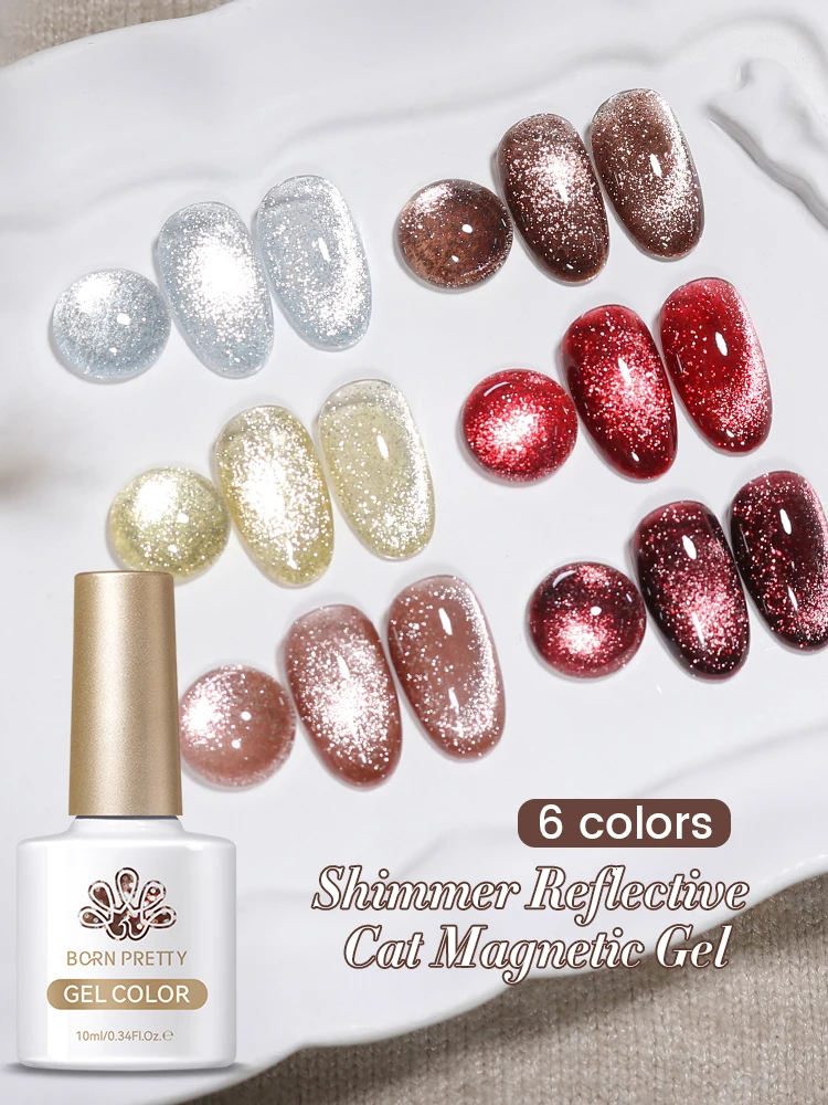 BORN PRETTY 10ml scintillant réfléchissant chat Gel magnétique vernis à ongles rouge argent or ultra brillance Varnis Gel à ongles Semi Permanent
