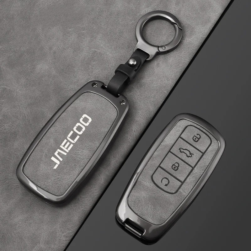 Metal Leather Car Key Case Cover for JAECOO J7 J6 J7 J8 Phev 2025 2024 2023 Ruigu 9 Chery Omoda Protector Key Shell Accessories 5