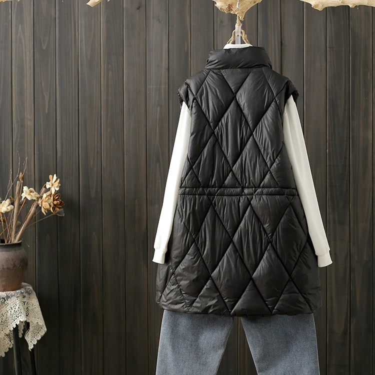 plus Size Loose Women's Vest 230 Pounds down Cotton Mid-Length Jacket Shoulder Pad Outerwear Women's Trendy Cotton Clothes