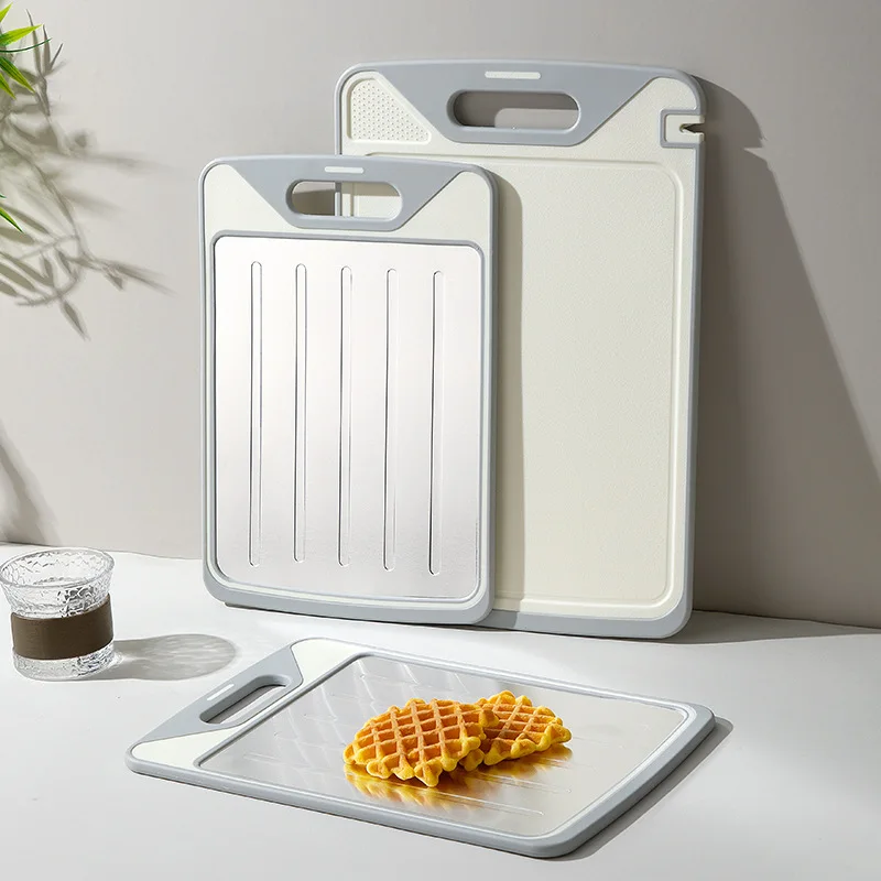 ステンレス製まな板 両面まな板 解凍機能付き 包丁研ぎ付きまな板