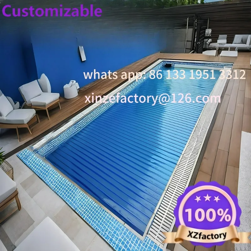 Swimming pool cover remote control automatic shrinkage PC floating strip cover Swimming pool dust cover, strong bearing capacity