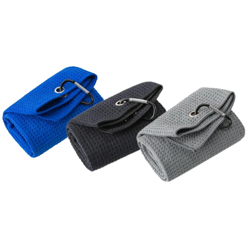 2 Pcs Sports Towel Golf Towel With Hook And Loop Three-Fold Yoga Towel For Running, Yoga, Fitness