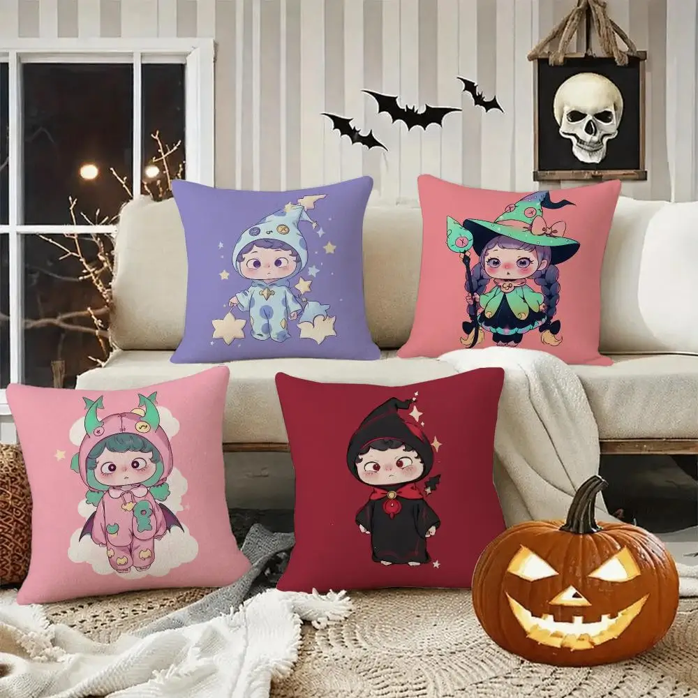 Cute Q Halloween Ouniu Cushion Cover Halloween decoration trick or treat cushion cover, ghost, pumpkin head, bat decoration