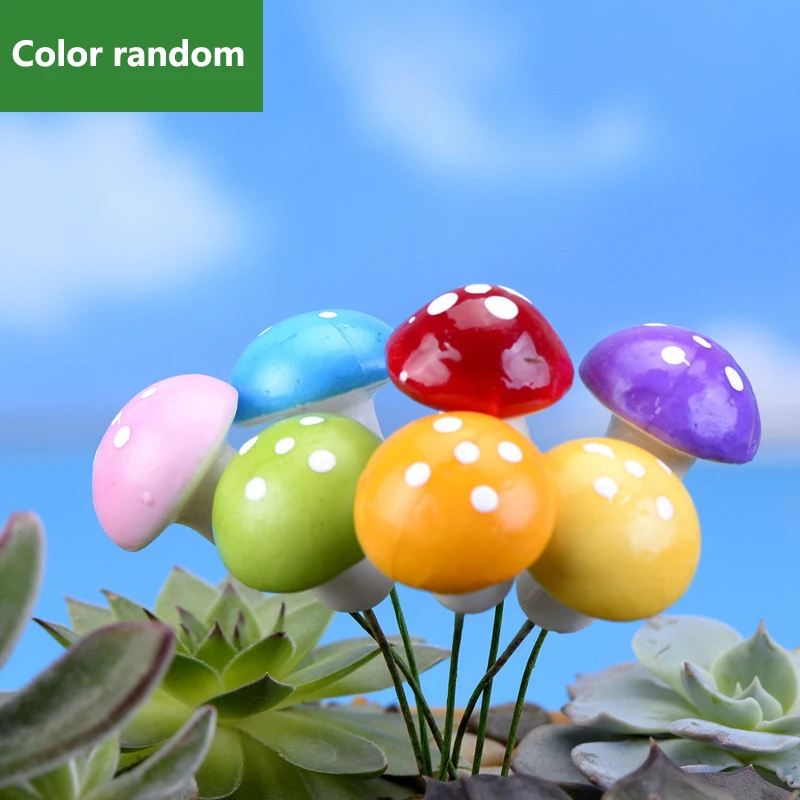 8Pcs Mini Multicolor Mushroom Toy House Landscape Bonsai Plant Garden Decoration