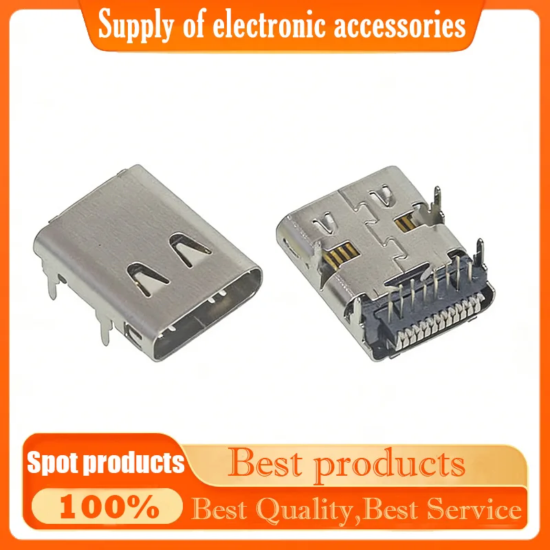 TYPE-C 24P front-insert rear-clip 90-degree female socket USB 3.1 interface 4-pin board-mounted chip with snap pins
