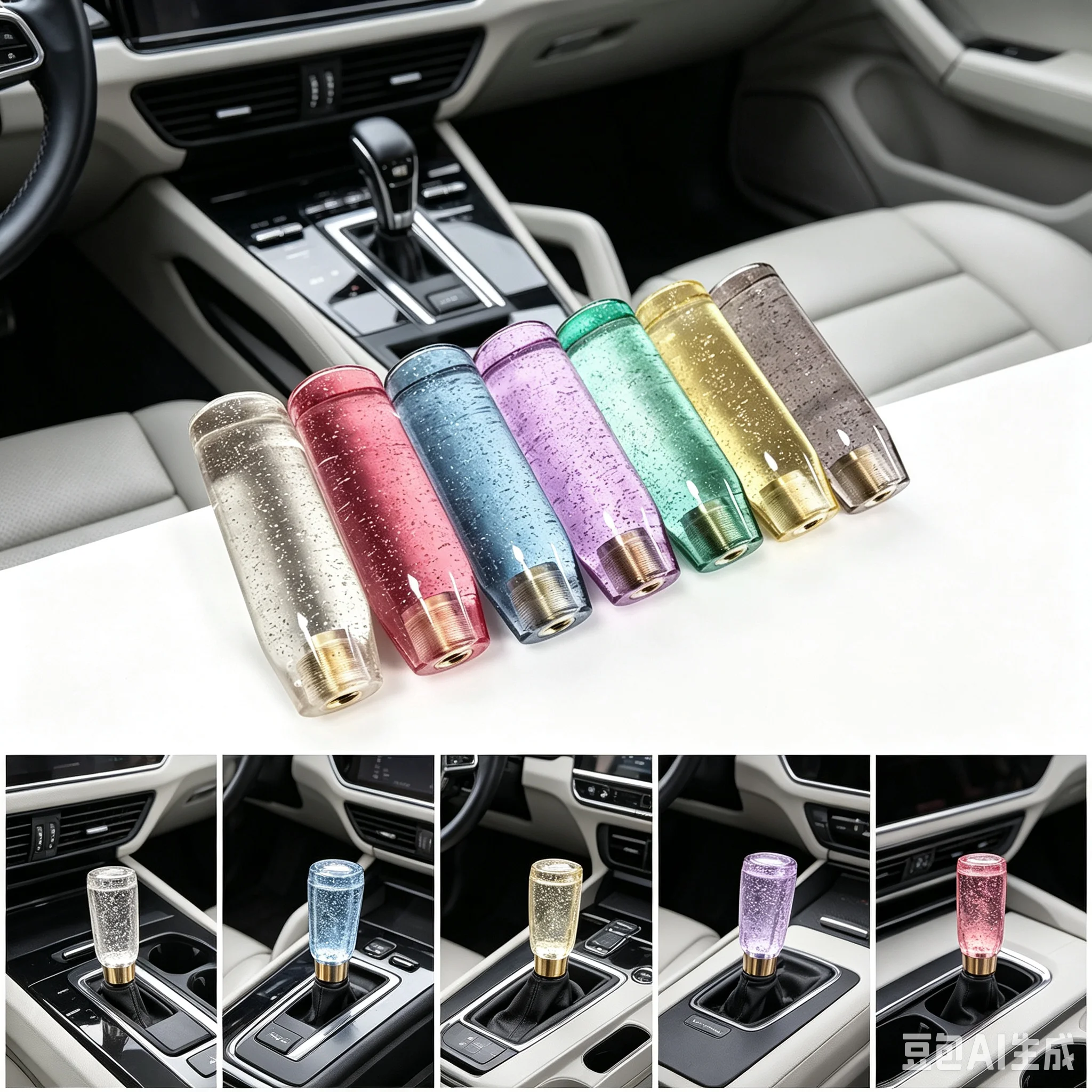 Car Crystal Resin Gear Shift Knob Bubble Auto Manual Stick Shifter Stick Lever Fit For Honda Toyota Nissan Mitsubishi Ford