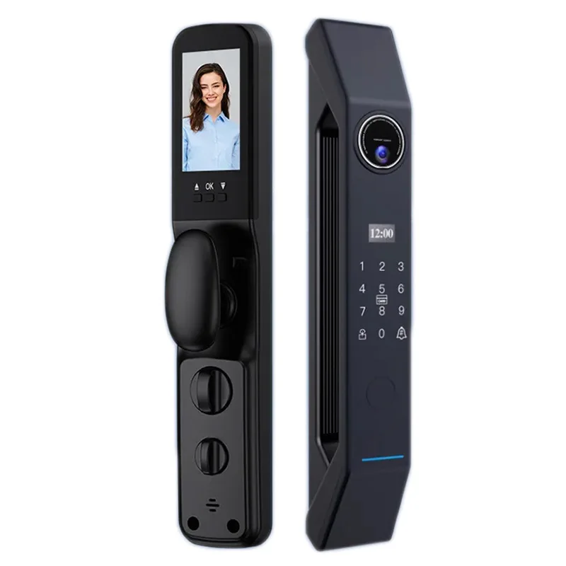 3D Face Recognition Full Automatic Video Intercom Remote Unlock APP Control Smart Door Lock with Card for Hotel