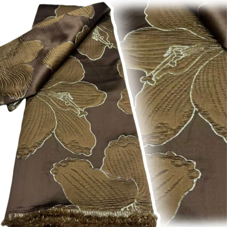 

Белая роскошная африканская жаккардовая кружевная ткань, новейшая нигерийская парчовая кружевная ткань для вечерних и выпускных платьев, для пошива женских нарядов класса люкс 2205