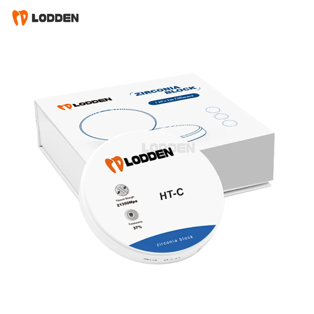 Lodden 98mm HT Zirconia Block Color Zirconium Disc for CAM CDM 37% Transparency 1350 High Strength Dental Material