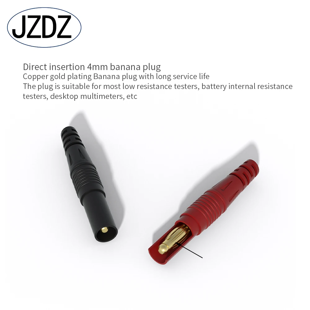 JZDZ Kelvin Test Lcr Lead Bottom Resistance 4-wire 4mm Safety Banana Plug Kelvin Clip Orichalum Plating Kelvin Probes J.70075