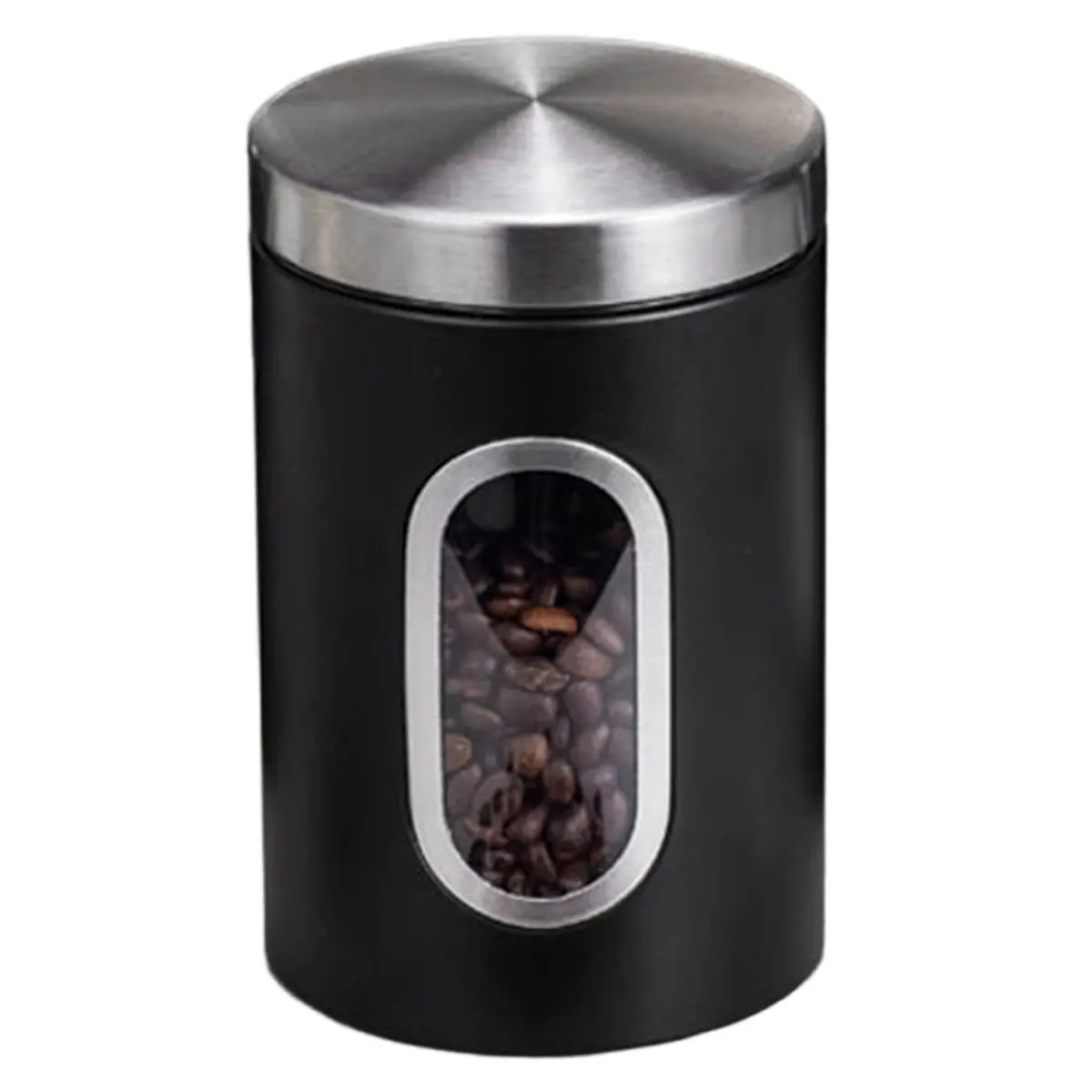 A67T NEW 1Pcs Coffee Canister Stainless Steel Storage Jars with Visual Window Kitchen Storage Coffee Bean Tea-Leaf Sealed Cans