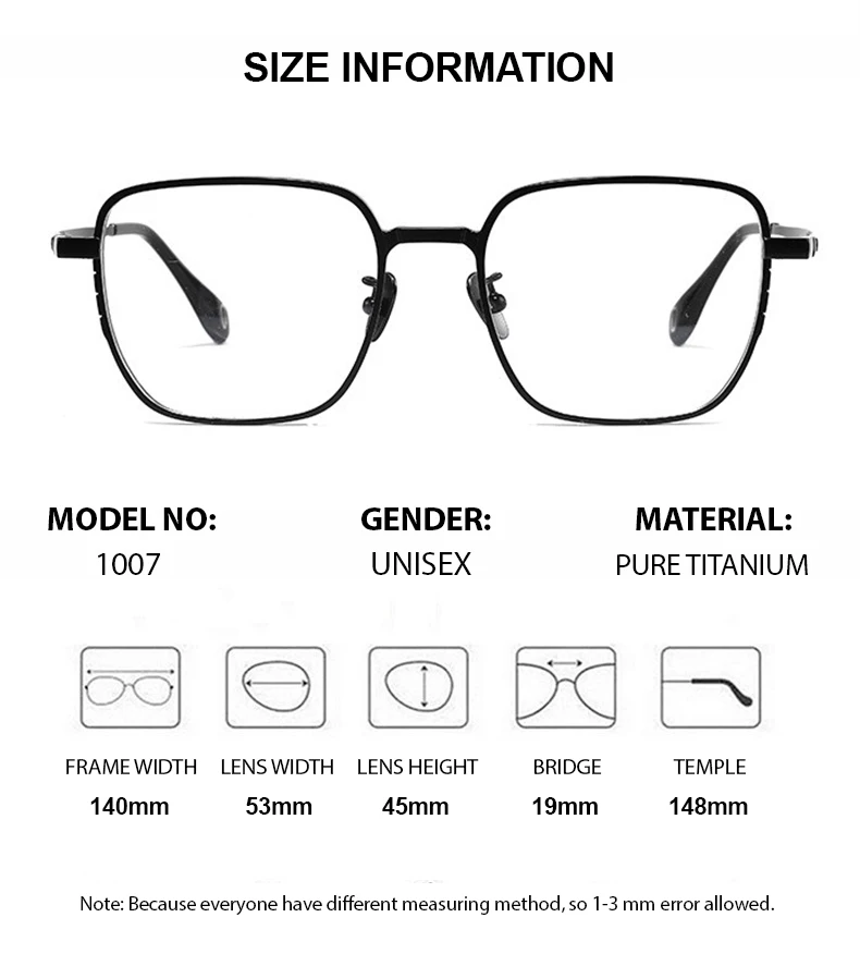 Chashma Glasses Frame Men Pure Titanium Eyeglass Square Ultra Light Optical Glasses for Prescription Lenses Male Gafas
