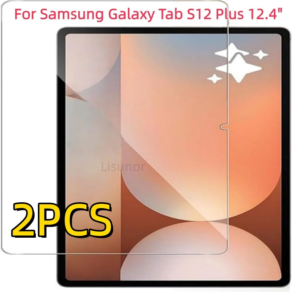 2 PCS 9H Tempered Glass Tablet Screen Protector For Samsung Galaxy Tab S12 Plus 12.4 Inch Anti Fingerprint Clear Protective Film