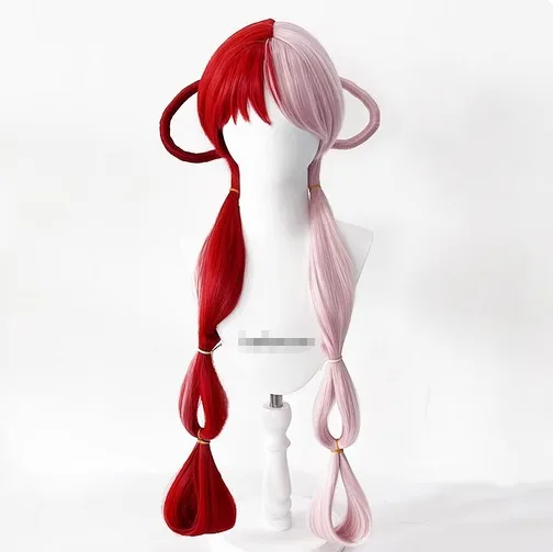 Uta Cosplay Wig Anime Uta Red Pink Heat Resistant Hair Halloween Wig Earphone Props Woman Girl Cosplay + Wig Cap