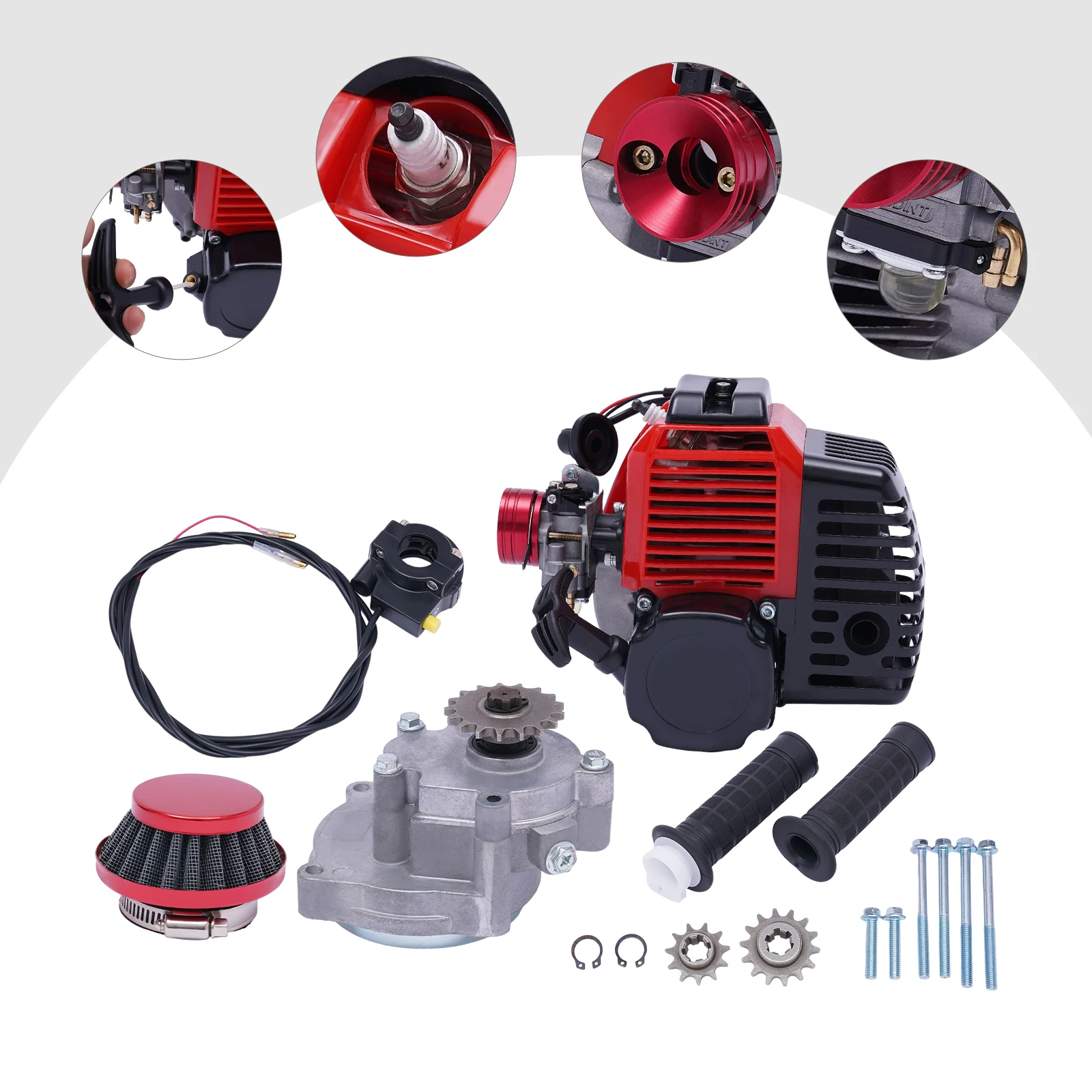 1.9kw/ 7000rpm 49CC 2Stroke Gas Petrol Motorized Bike Engine Motor Kit Chain Scooter Pull Start