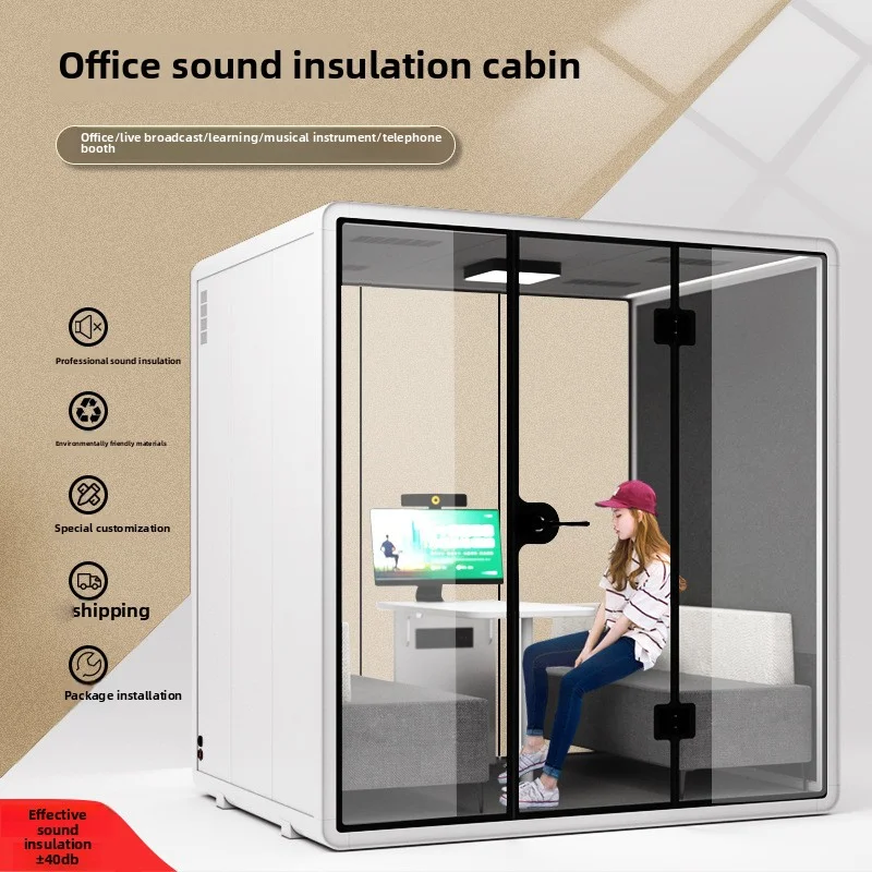 Home Sleep Pod for Office Noise-Free Soundproof Office Pod With Furnished Quiet Room Acoustic Booth for 4-person Meeting