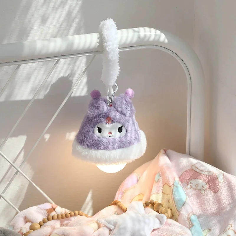 Anime Hello Kitty My Melody Kuromi Cartoon Plush Hanging Bedside Night Lamp Kawaii Portable Lighting Holiday Gift view 4